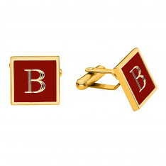 Square Red and Gold Engravable Cufflinks